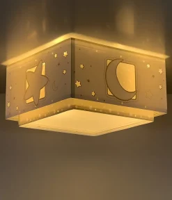 Plafonnier pour enfant Moonlight lune et étoiles gris