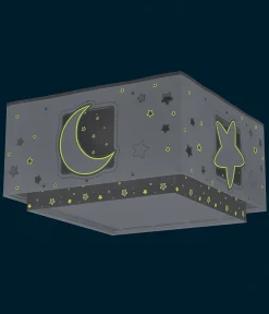 Plafonnier pour enfant Moonlight lune et étoiles gris