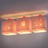 Plafonnier pour enfants à 3 lampes Moonlight lune et étoiles rose