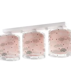 Plafonnier pour enfants à 3 lampes Clouds Nuages rose