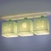 Plafonnier pour enfants à 3 lampes Moonlight lune et étoiles vert