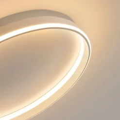 Plafonnier épuré LED dimmable rond blanc de 60 cm - Soléane