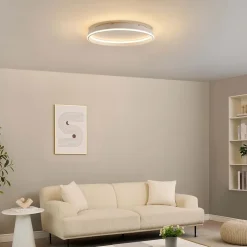 Plafonnier épuré LED dimmable rond blanc de 60 cm - Soléane