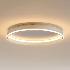 Plafonnier épuré LED dimmable rond blanc de 60 cm - Soléane