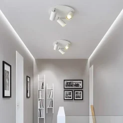 Plafonnier Rond 3 Spots Orientables Alu Blanc pour Ampoule GU10 - SILAMP