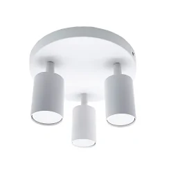 Plafonnier Rond 3 Spots Orientables Alu Blanc pour Ampoule GU10 - SILAMP