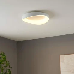 Plafonnier rond blanc épuré LED intégrées dimmable 50 cm - Belina