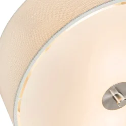 Plafonnier rond rustique blanc/crème 30 cm - Drum Jute