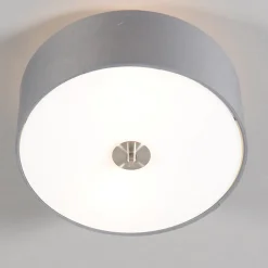 Plafonnier rond rustique gris 30 cm - Drum