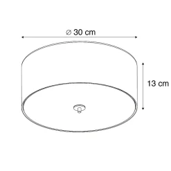 Plafonnier rond rustique beige 30 cm - Drum