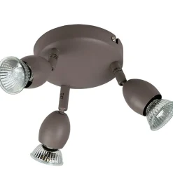 Plafonnier rond taupe 3 spots orientables Applique plafond halogene GU10 42 W