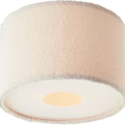 Plafonnier rond tissu bouclette Teddy blanc Ø35cm IP20 E27 20W Brilliant