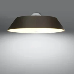 Plafonnier rouleau en tissu et verre et métal noir 60 x 25 cm