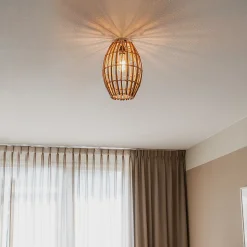 Plafonnier rustique en bambou et blanc - Canna Capsule