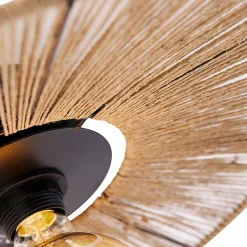 Plafonnier rustique noir avec corde Sacha