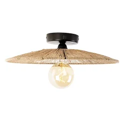 Plafonnier rustique noir avec corde Sacha