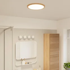 Plafonnier salle de bain effet bois LED integrée Solidaster blanc chaud, neutre Ø.29,4cm IP44 1600lm 14.5W GoodHome