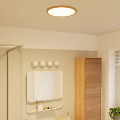 Plafonnier salle de bain effet bois LED integrée Solidaster blanc chaud, neutre Ø.29,4cm IP44 1600lm 14.5W GoodHome