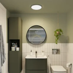 Plafonnier salle de bain gris chromé LED integrée Solidaster blanc chaud, neutre Ø.30cm IP44 1600lm 14.5W GoodHome