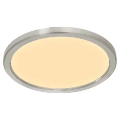 Plafonnier salle de bain gris chromé LED integrée Solidaster blanc chaud, neutre Ø.30cm IP44 1600lm 14.5W GoodHome