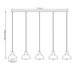 Plafonnier SECO 5 BL, Emibig Lighting, Fabriqué en EU
