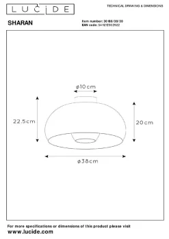 Plafonnier SHARAN en acier avec 1xE27 - Noir - Lucide