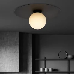 Plafonnier SOLAR 1 BLACK/OPAL, Emibig Lighting, Fabriqué en EU