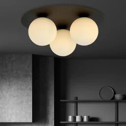 Plafonnier SOLAR 3 BLACK/OPAL, Emibig Lighting, Fabriqué en EU