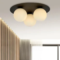 Plafonnier SOLAR 3 BLACK/OPAL, Emibig Lighting, Fabriqué en EU