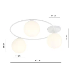 Plafonnier SOPRA 3 WH OPAL, Emibig Lighting, Fabriqué en EU