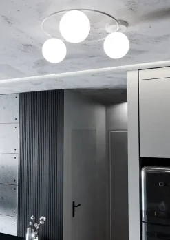 Plafonnier SOPRA 3 WH OPAL, Emibig Lighting, Fabriqué en EU