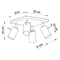 Plafonnier Spot Carré Noir Orientable pour 4 Ampoules GU10 - SILAMP