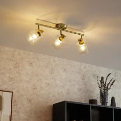 Plafonnier spot doré avec verre 3 lumières orientables - Laura