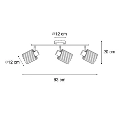 Plafonnier spot doré avec verre 3 lumières orientables - Laura