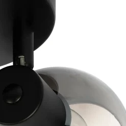 Plafonnier spot noir avec verre fumé 3 lumières - Vidro