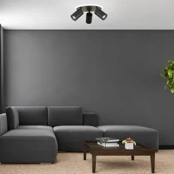 Plafonnier spot orientable rond 3 lumières LED CCT réglable 3000-6000K noir design moderne Parma