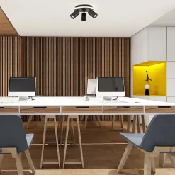 Plafonnier spot orientable rond 3 lumières LED CCT réglable 3000-6000K noir design moderne Parma