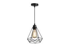 Plafonnier suspension luminaire métal noir 20,5x25 cm