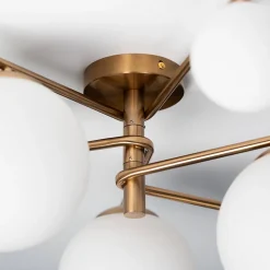 Plafonnier tendance doré et verre blanc - Belisto