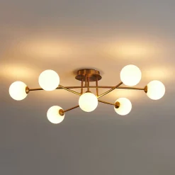 Plafonnier tendance métal et verre blanc - Estrela