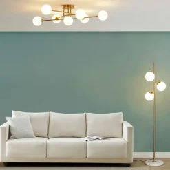 Plafonnier tendance métal et verre blanc - Estrela