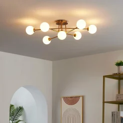 Plafonnier tendance métal et verre blanc - Estrela