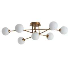 Plafonnier tendance métal et verre blanc - Estrela