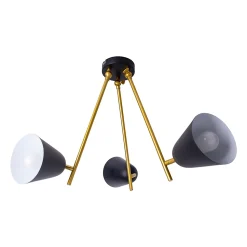 Plafonnier 'TRITON' à 3 lampes en métal noir avec douille E27, éclairage pour le salon, la table à manger ou le bureau