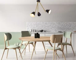 Plafonnier 'TRITON' à 3 lampes en métal noir avec douille E27, éclairage pour le salon, la table à manger ou le bureau