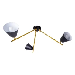 Plafonnier 'TRITON' à 3 lampes en métal noir avec douille E27, éclairage pour le salon, la table à manger ou le bureau