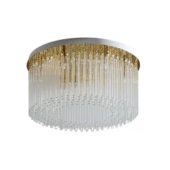 Plafonnier ultra chic doré en verre multi pampille transparentes - Sandrilla