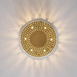 Plafonnier ultra chic doré en verre multi pampille transparentes - Sandrilla