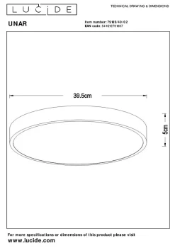 Plafonnier UNAR en acrylique avec LED intégré - Or Mat / Laiton - Lucide