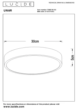 Plafonnier UNAR en acrylique avec LED intégré - Or Mat / Laiton - Lucide